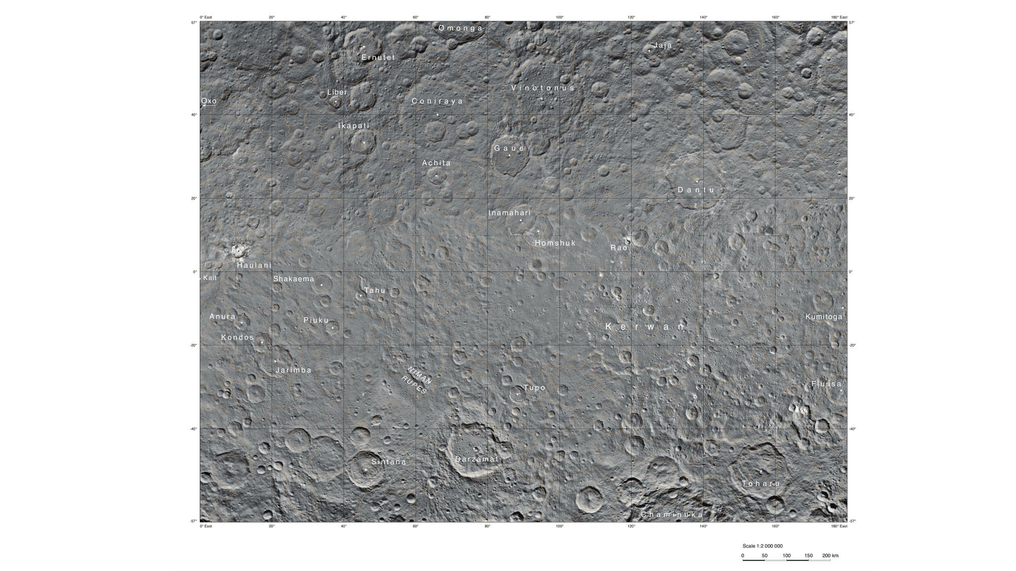 Die Kerwan-Hemisphäre von Ceres (400-Mdeter-Karte)