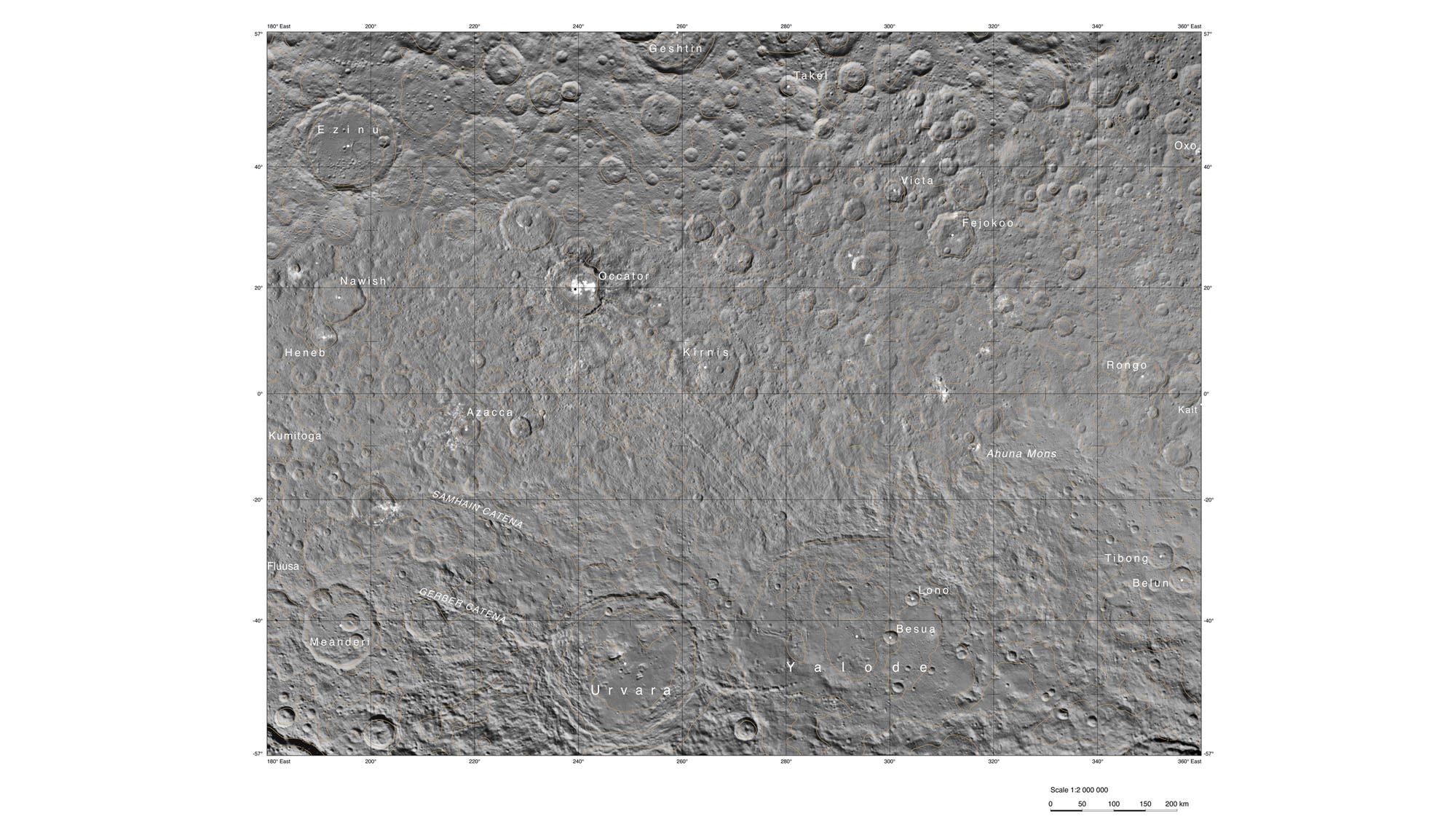 Die Occator-Hemisphäre von Ceres (400-Meter-Karte)