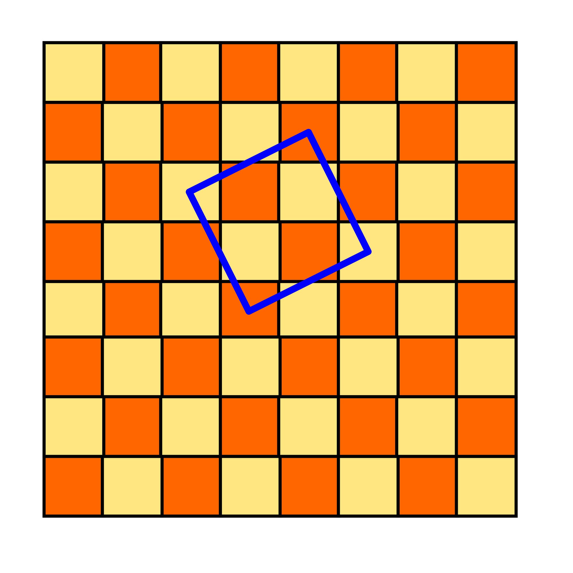 Schachbrett mit einem Quadrat darauf