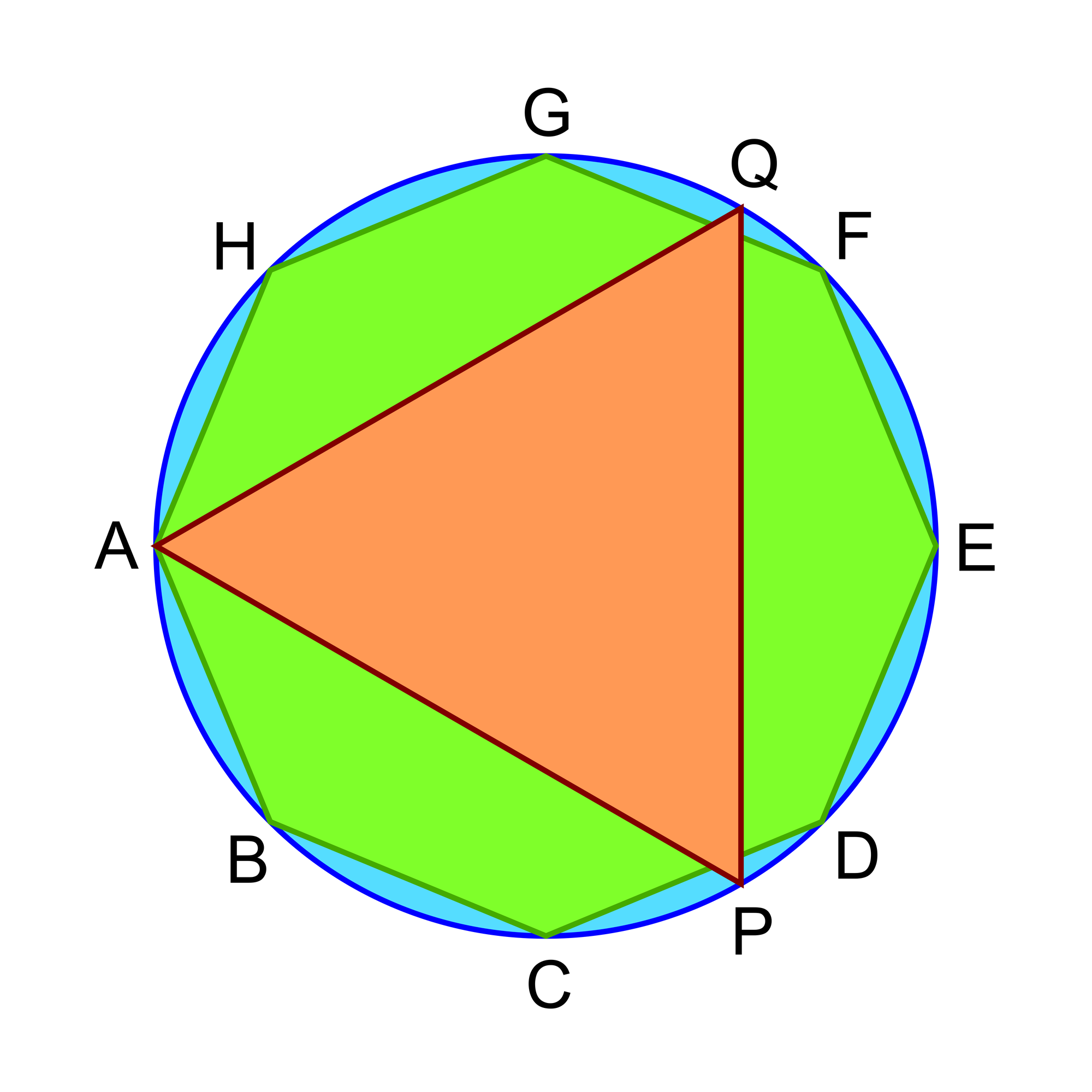 Achteck und Dreieck in einem Kreis