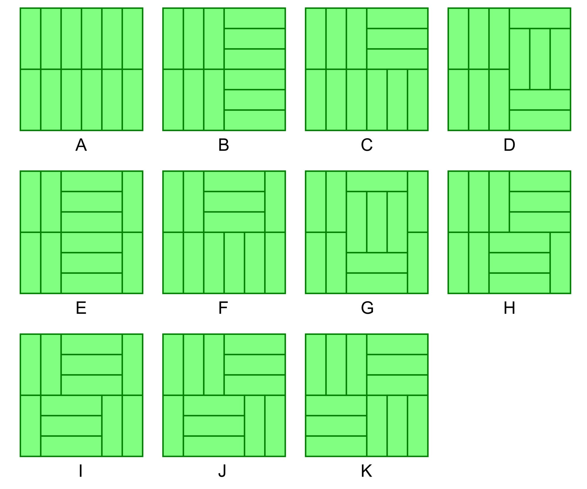 Quadrate, aufgeteilt