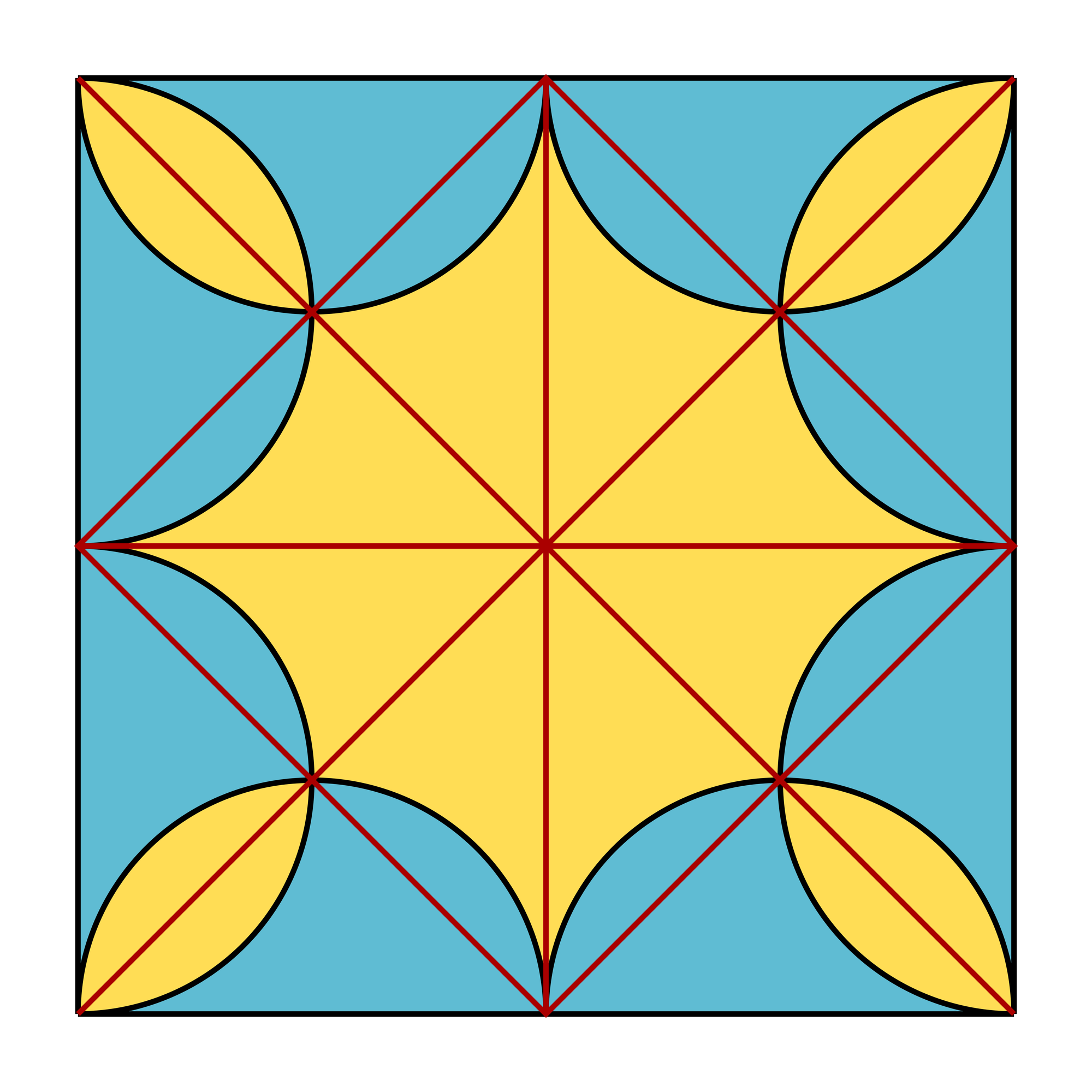Quadrat und Halbkreise