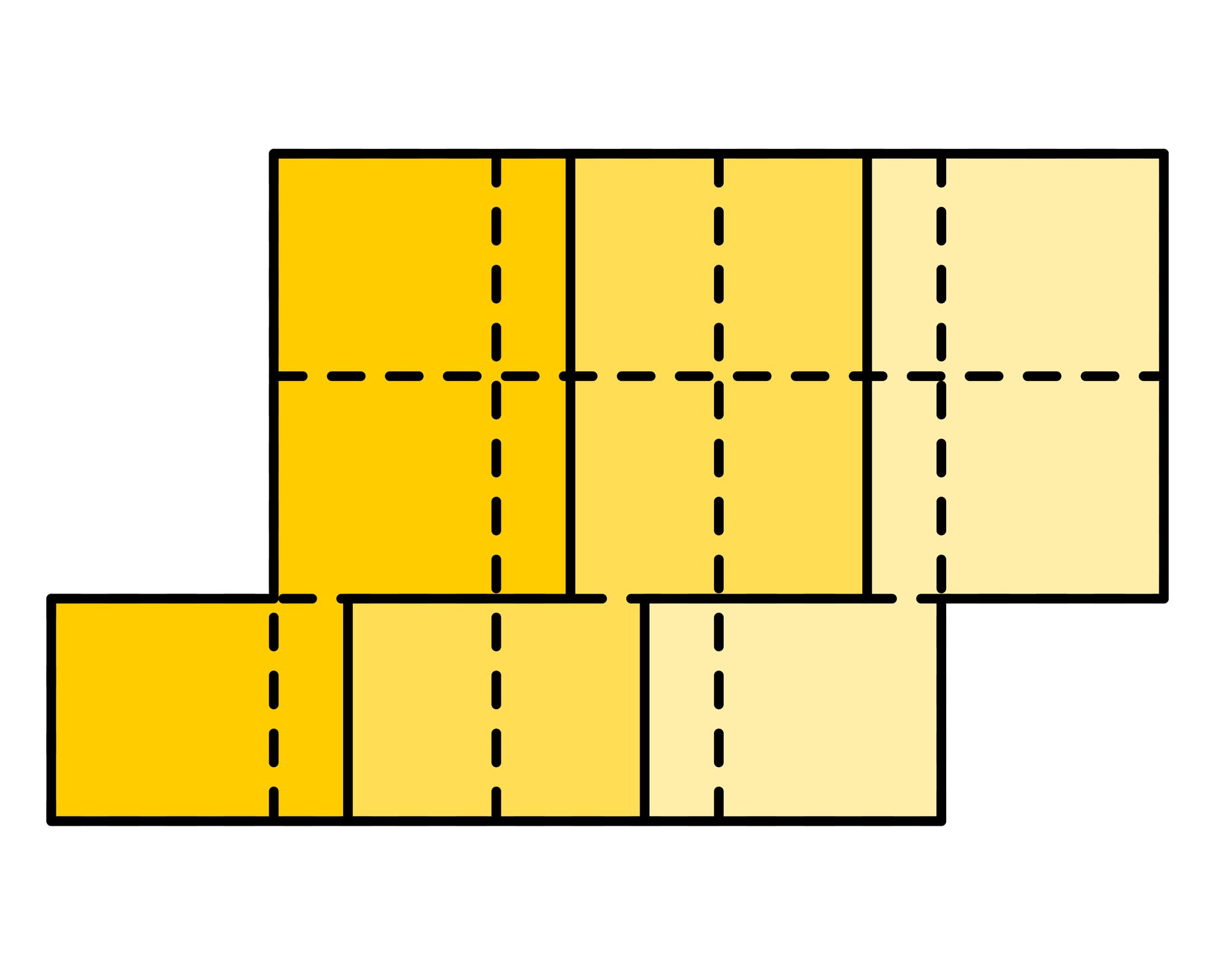 Quadrate, zerlegt und neu zusammengesetzt