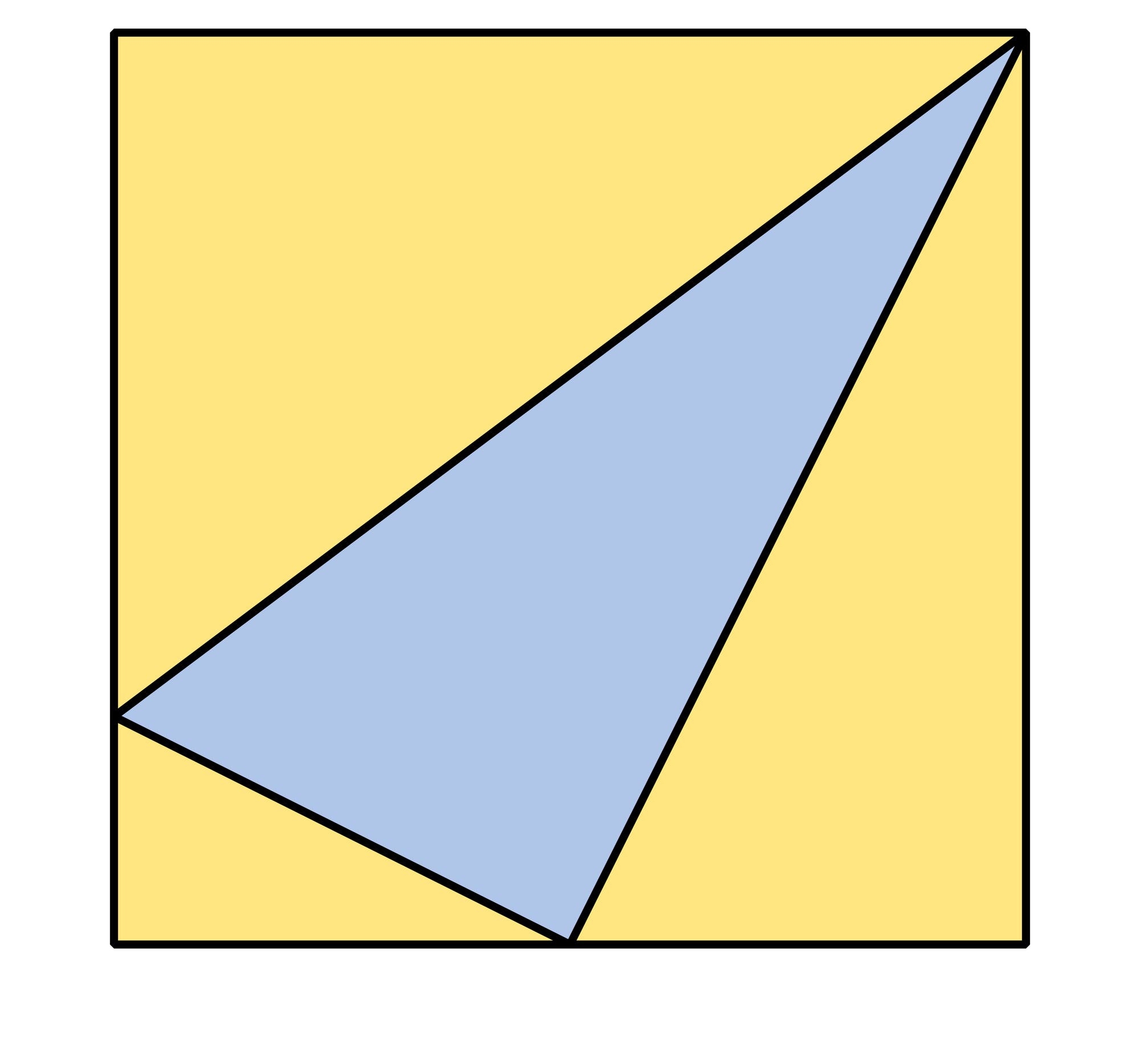Blaues Dreieck in gelbem Quadrat