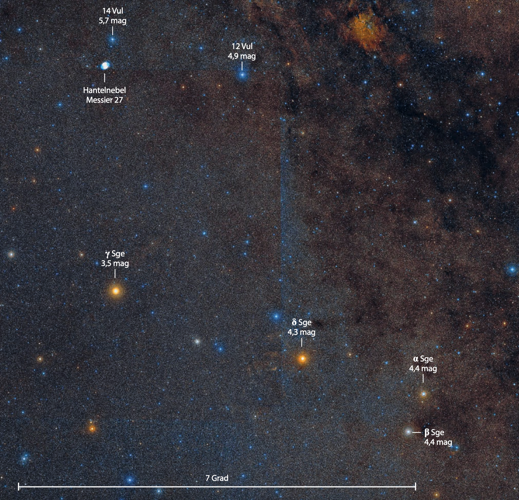 Der Hantelnebel Messier 27 im Sternbild Füchschen