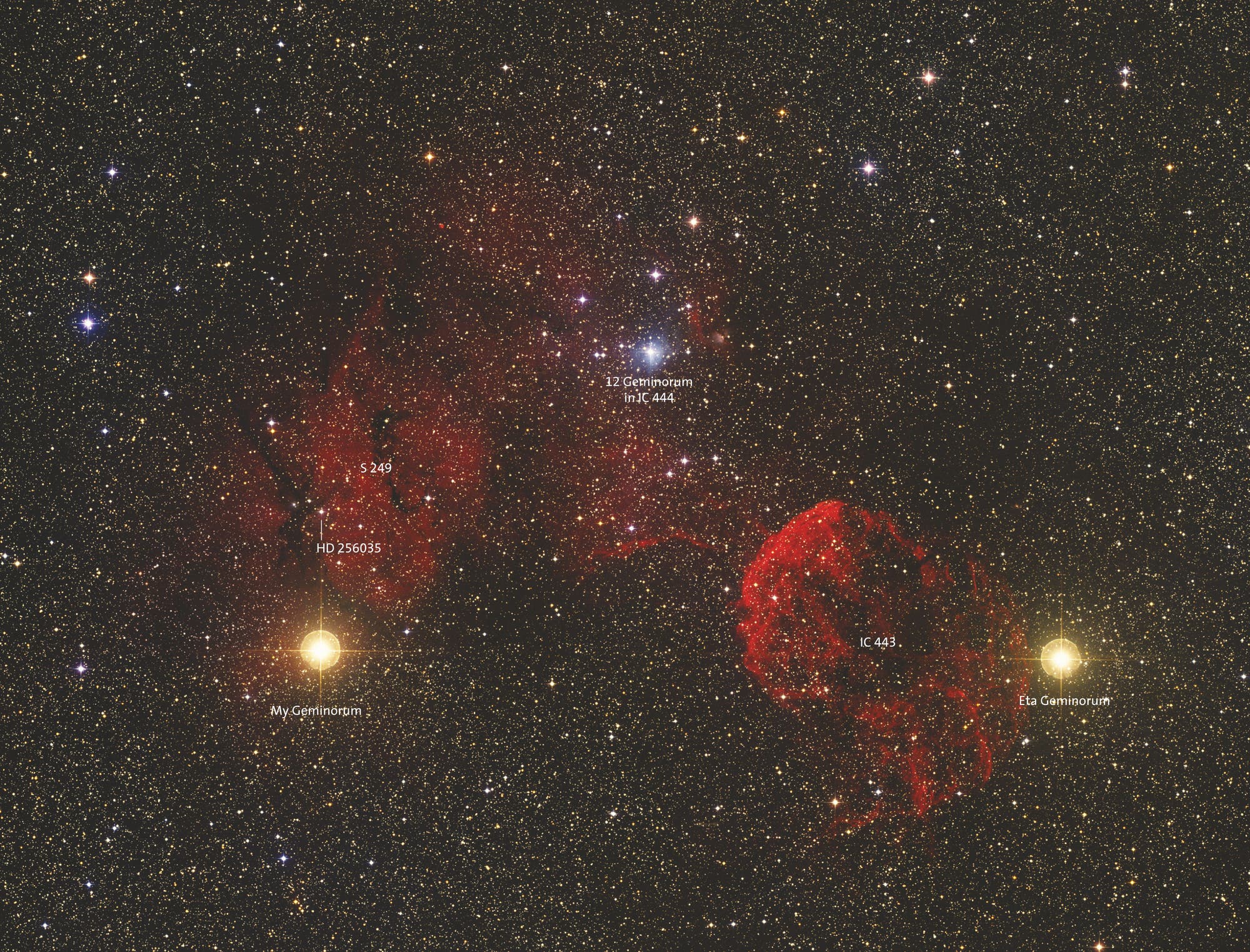 Abbildung 2: Der Supernova-Überrest IC 443 im Sternbild Zwillinge