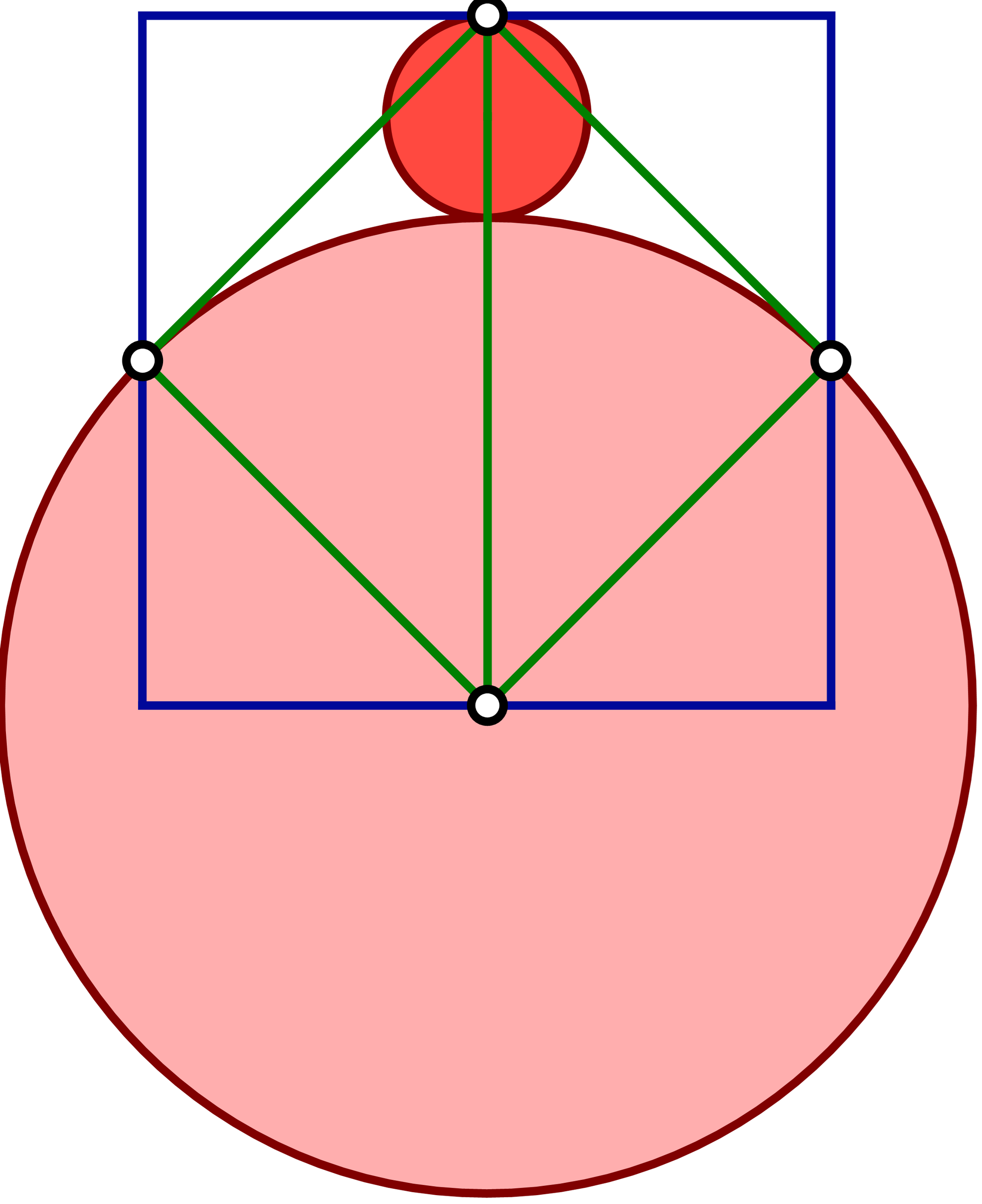 Quadrat mit 2 Kreisen gelöst