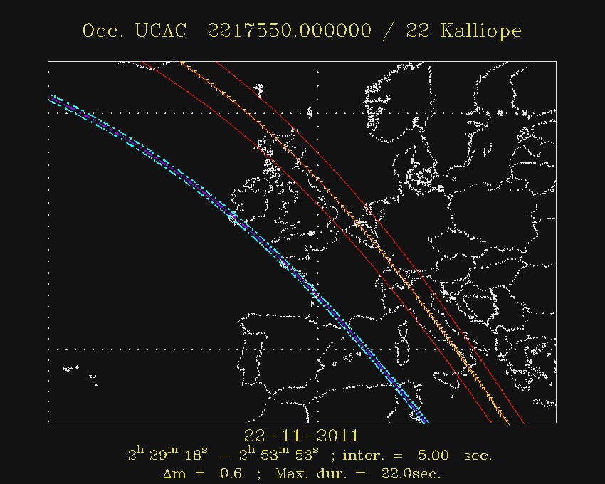 Die Schattenpfade von (22) Kalliope und ihres Monds Linus am 22. November