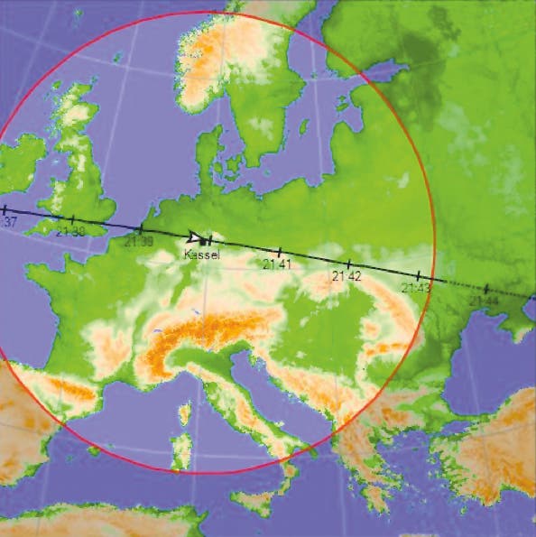 ISS über Kassel (Landkarte)