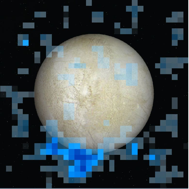 Mögliche Wasserdampffontäne des Jupitermonds Europa