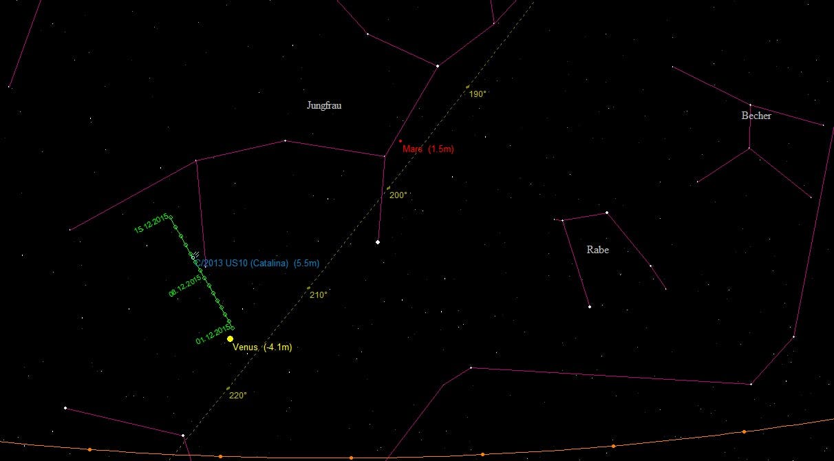 Aufsuchkarte für den Kometen C/2013 US10 Catalina