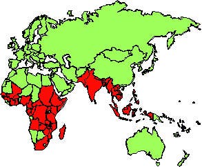 Verbreitungskarte des Chikungunya-Virus