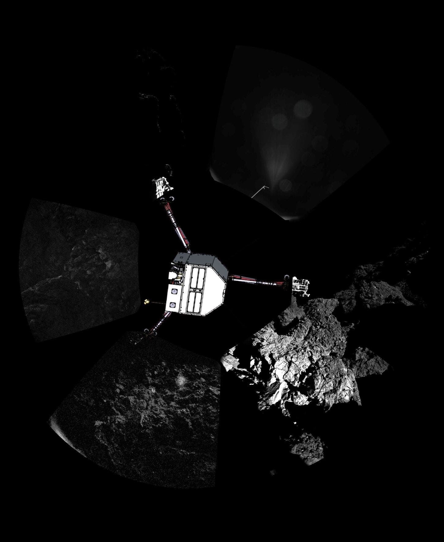 Das erste Panorama des Philae-Landers (Montage)