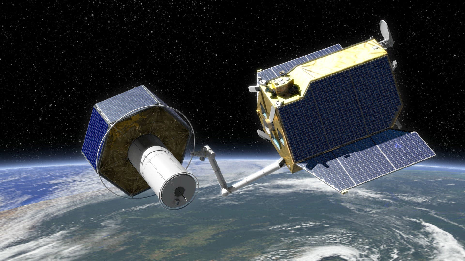Die Satellitenmission DEOS (künstlerische Darstellung)