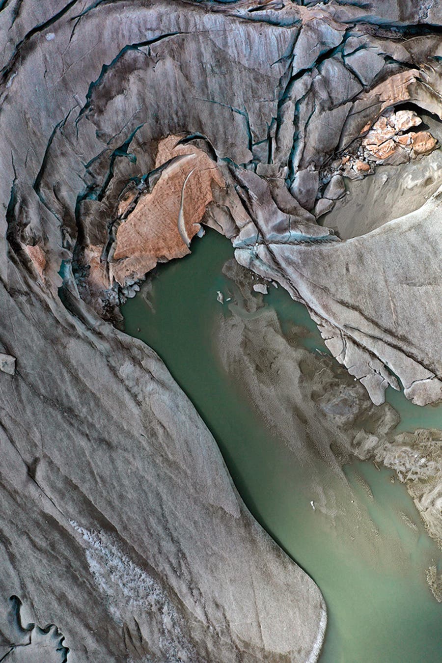 Luftbild des Adamello-Mandrone-Gletschers