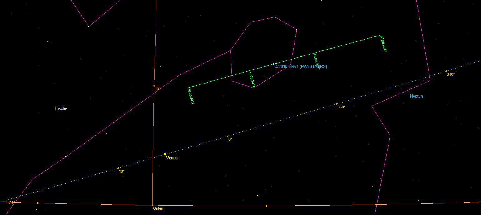 Aufsuchkarte für den Kometen C/2015 ER 61 (PanSTARRS)