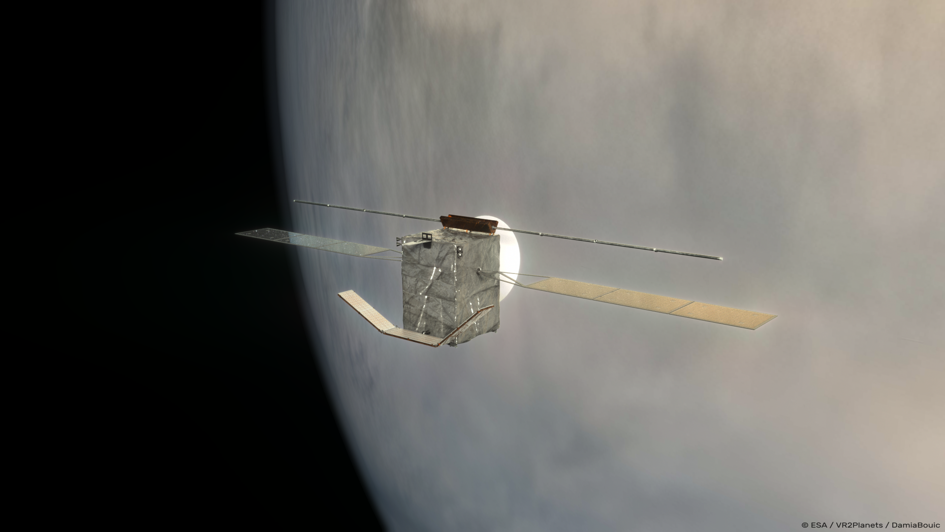 ESA-Raumsonde EnVision über der Venus (künstlerische Darstellung)