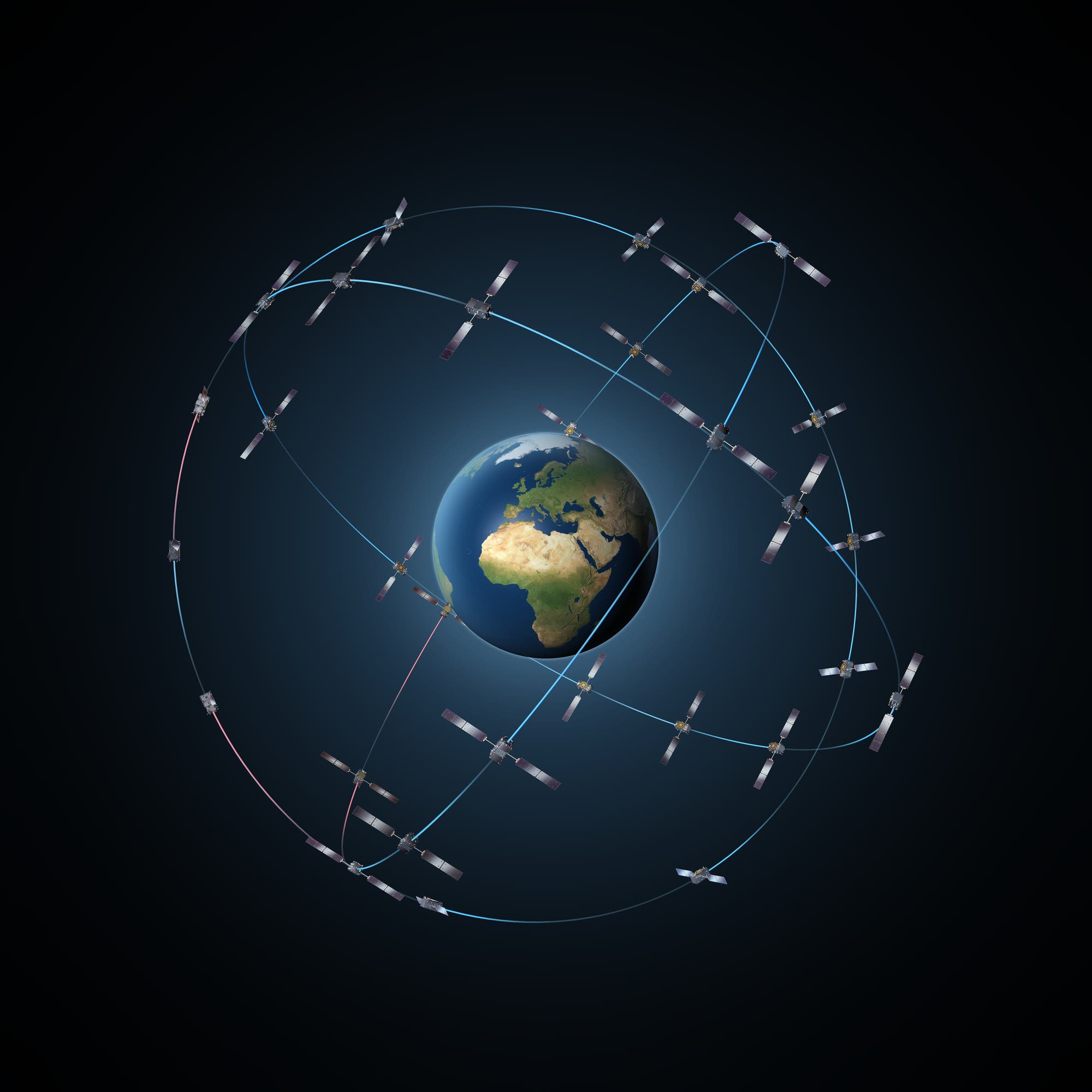 GPS-Satellitennetz im Orbit 