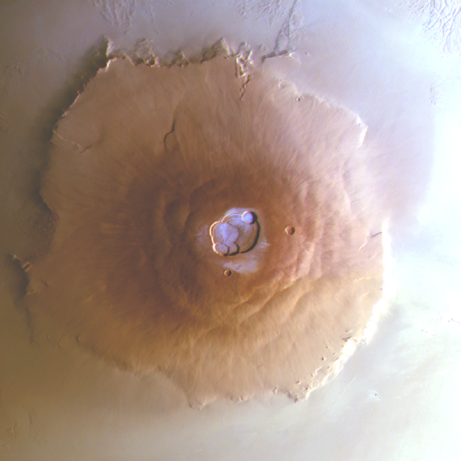 Reif auf der Gipfelregion von Olympus Mons (Bild von Mars Express)