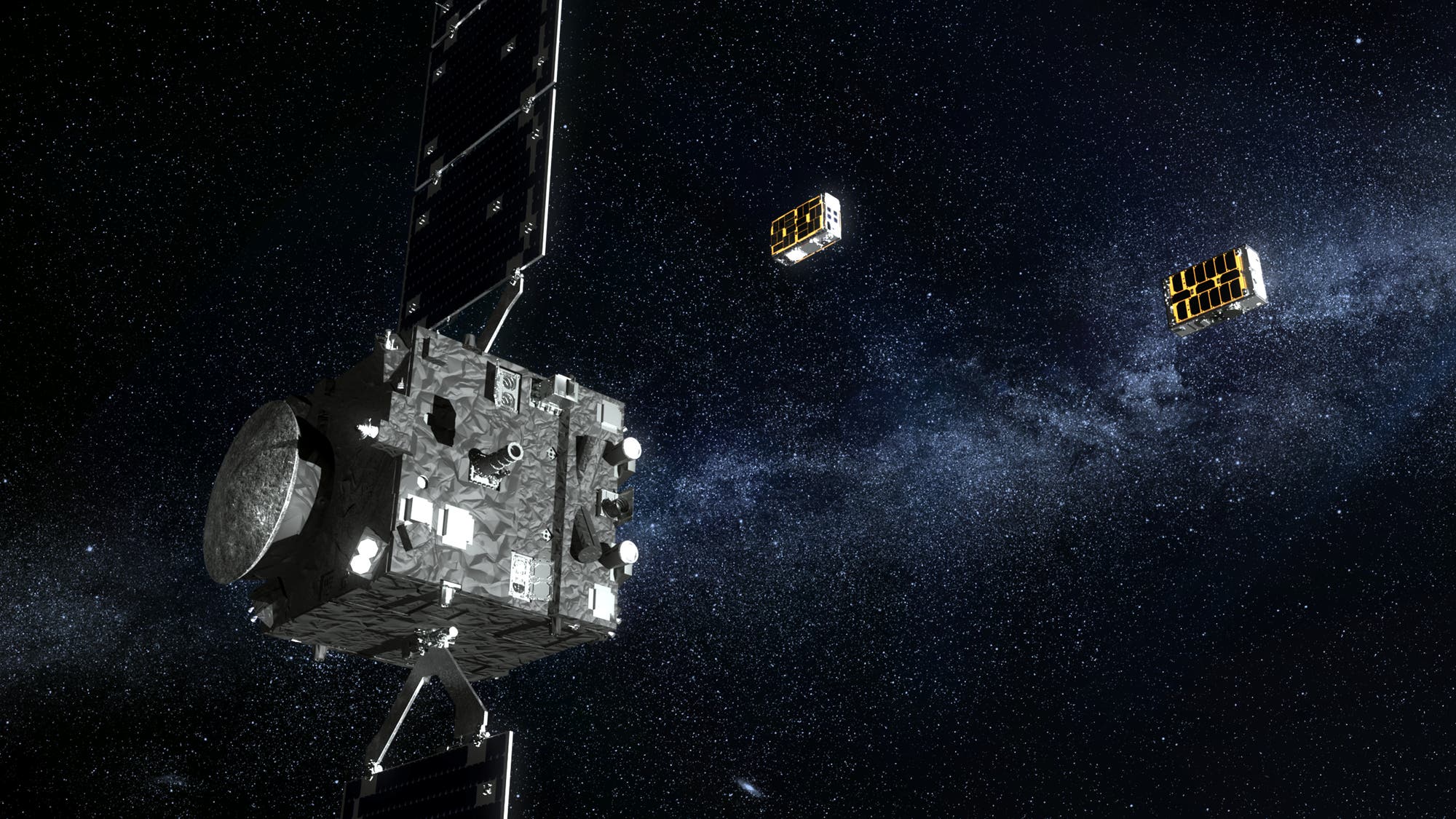 Raumsonde Hera setzt zwei Mikrosatelliten aus