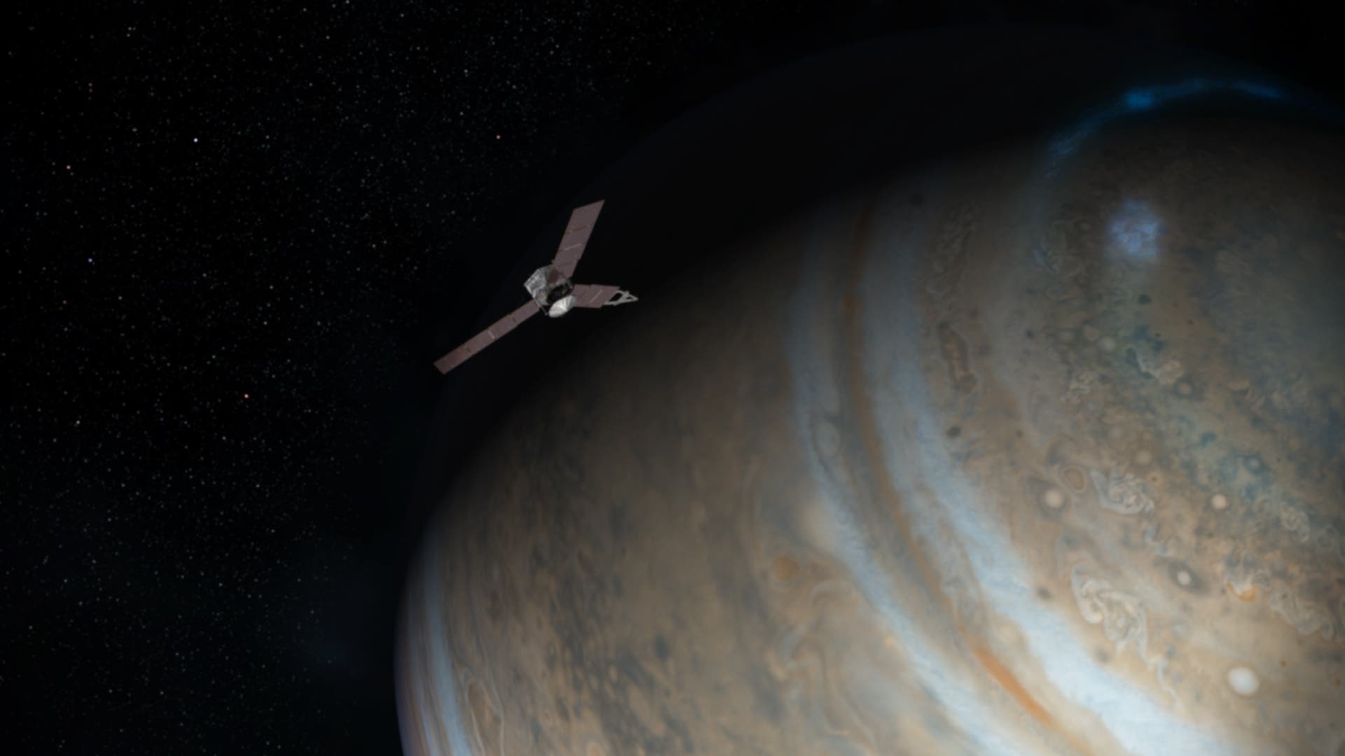 Juno im Umlauf um Jupiter (künstlerische Darstellung)