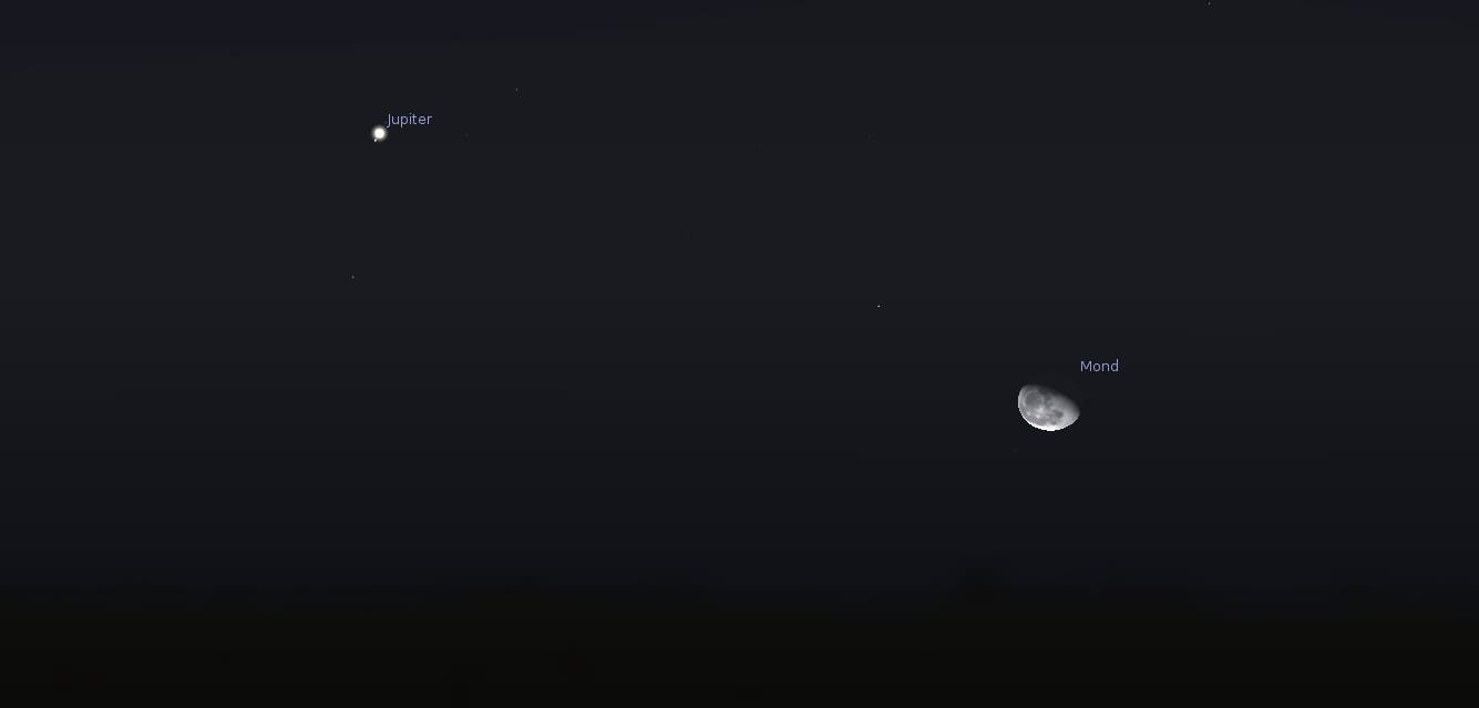 Simulation der Konjunktion von Mond und Jupiter