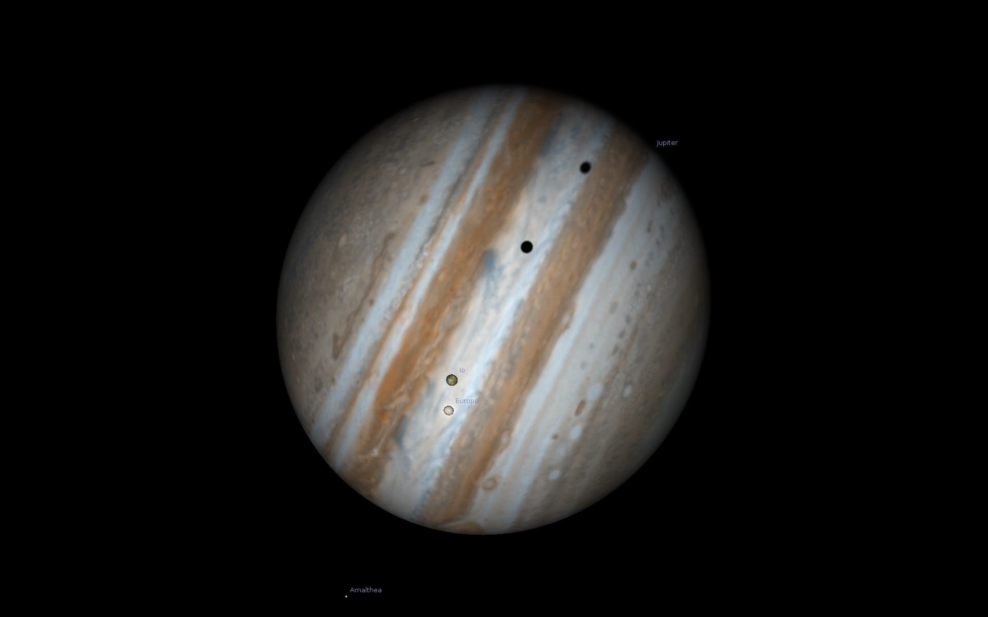 Io und Europa vor Jupiter