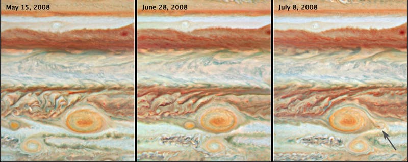 Großer Roter Fleck verschlingt Wirbelsturm auf Jupiter