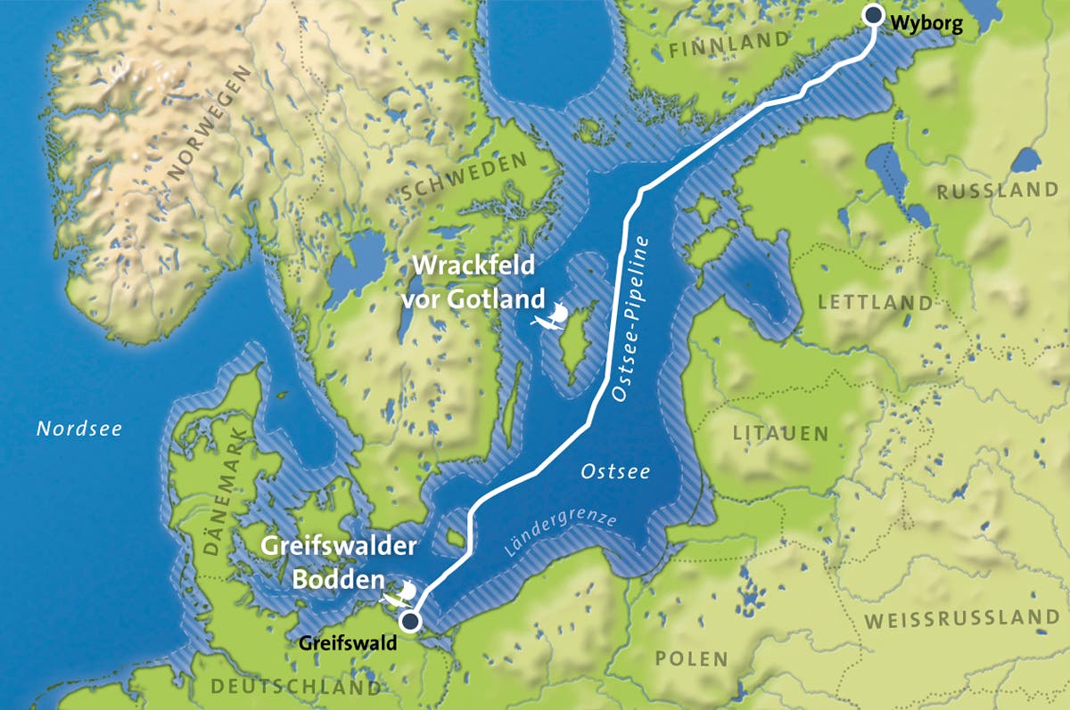 Verlauf der Ostseepipeline