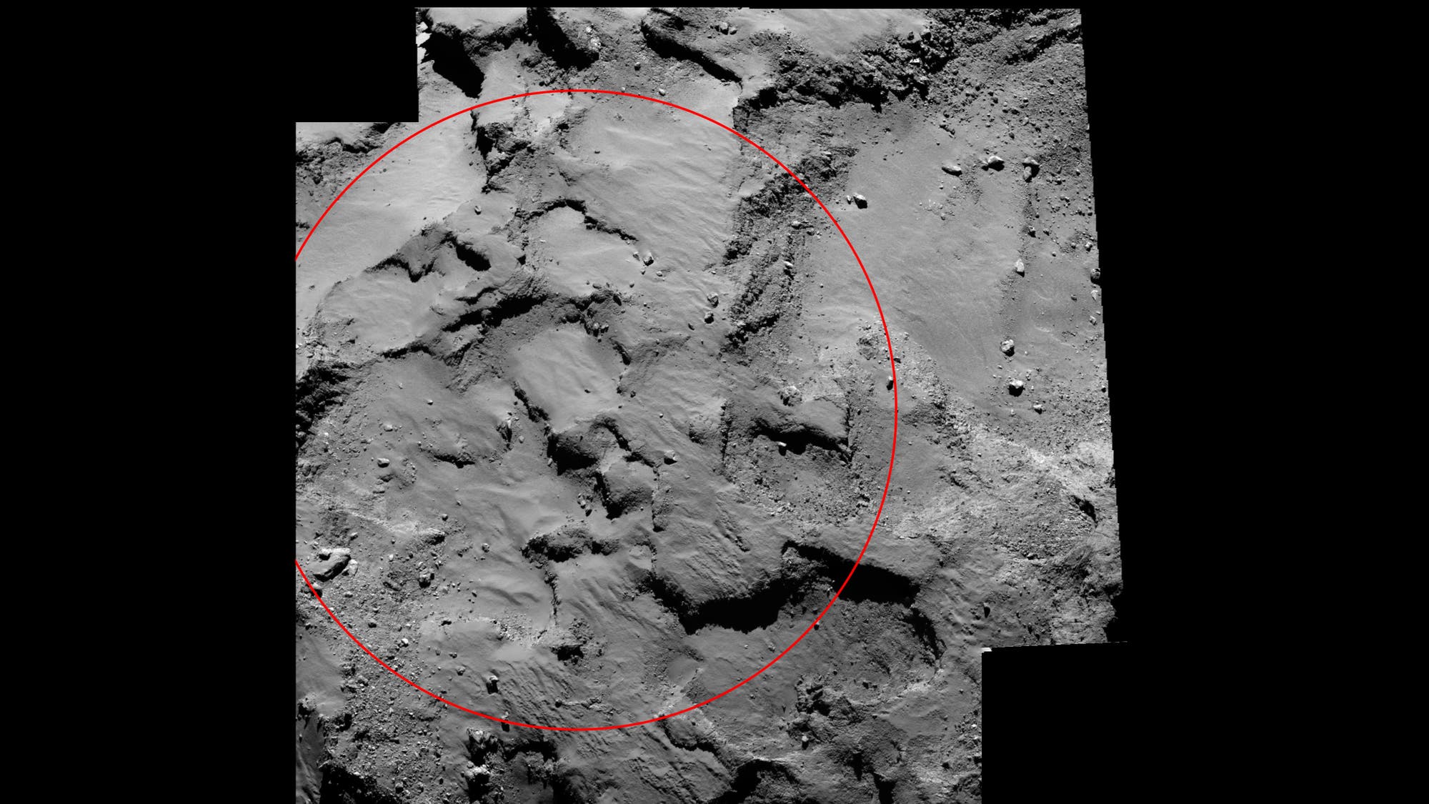 Der Landeplatz "J" auf dem Kometen Tschurjumow-Gerasimenko