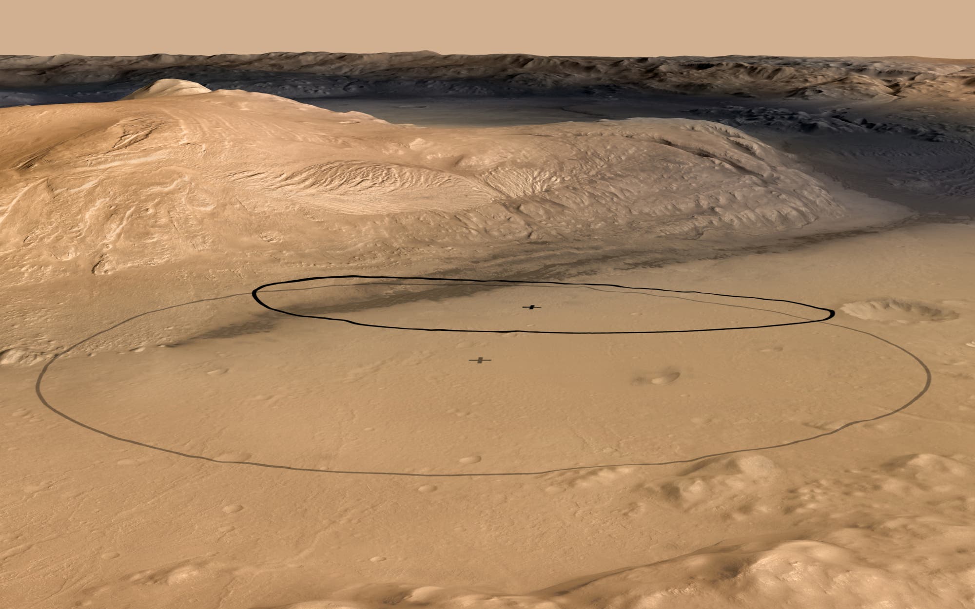 Das Landegebiet des Marsrovers Curiosity