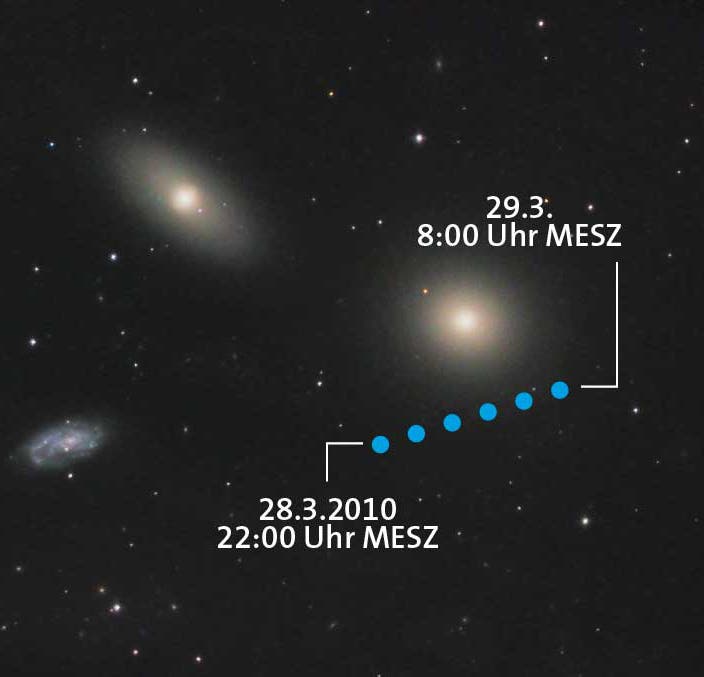 Asteroid (21) Lutetia passiert die Galaxie Messier 105