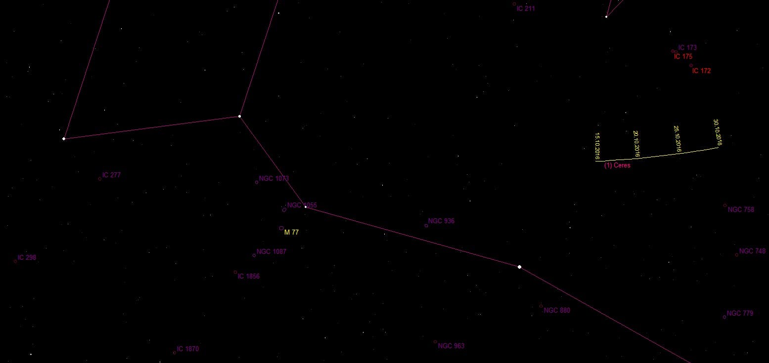 Aufsuchkarte für die Galaxie Messier 77