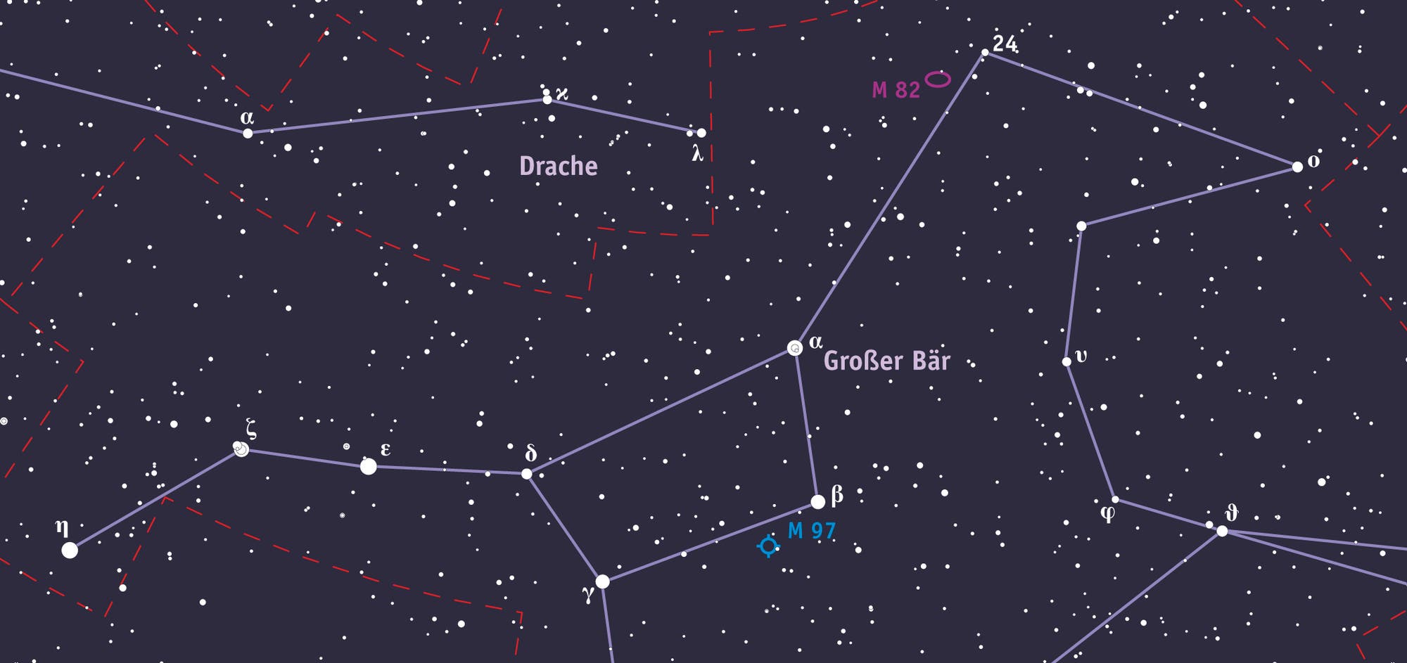 Aufsuchkarte für die Spiralgalaxie Messier 82
