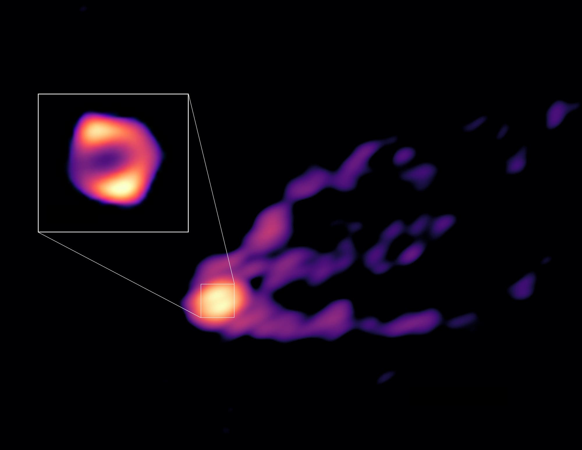 Millimeter-VLBI des Schwarzen Lochs im Zentrum der Galaxie M87, das gerade einen Jet ausstößt.