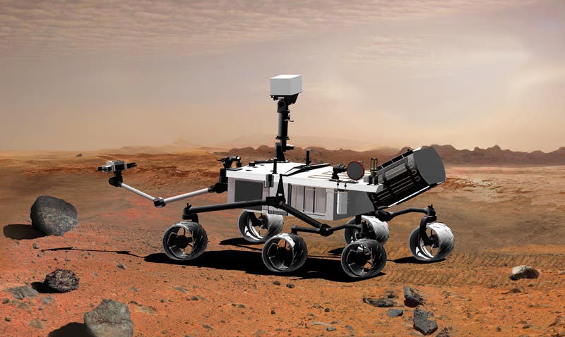 Das "Mars Science Laboratory" unterwegs auf dem Roten Planeten
