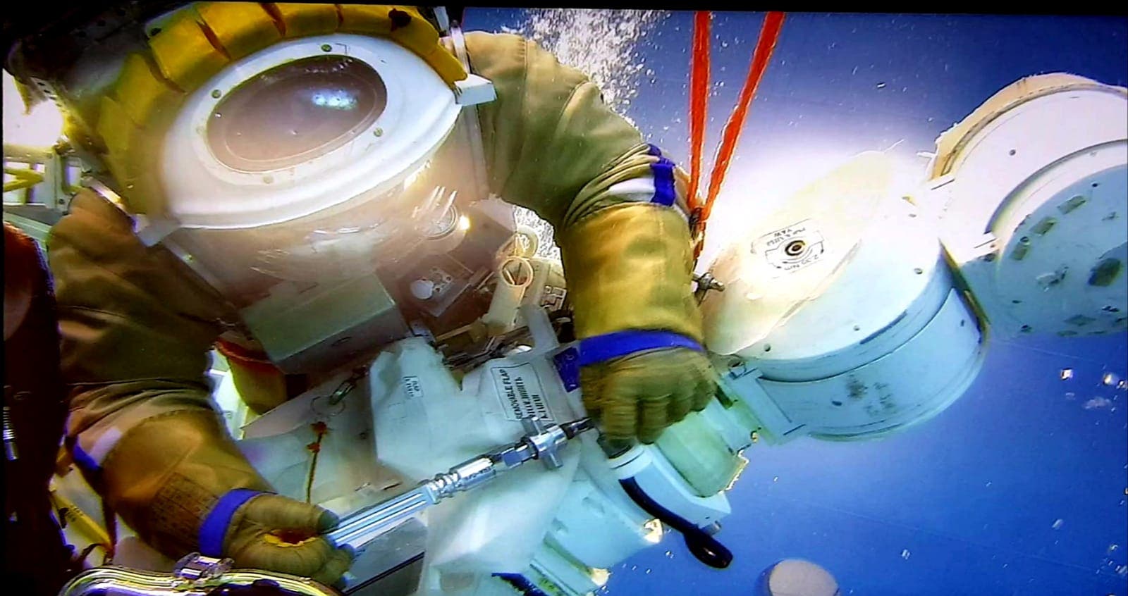 Zu den anspruchsvollsten Trainingseinheiten gehören Aufgaben im Schwimmbecken. Sie sollen Außeneinsätze an der ISS simulieren. 