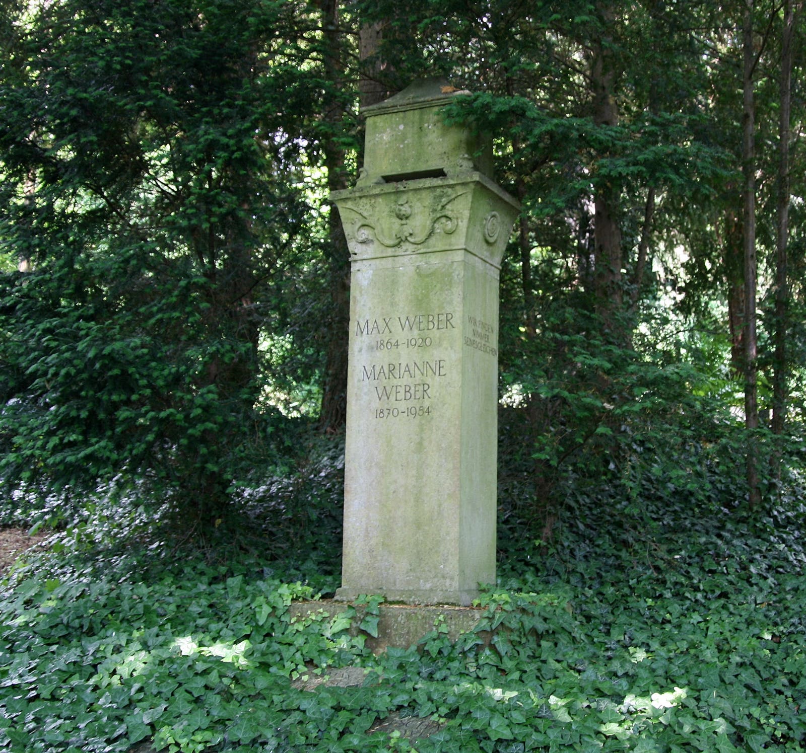 Grabstein von Max Weber suf dem Heidelberger Bergfriedhof.