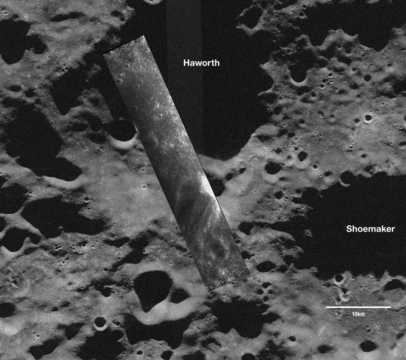 Radar-Blick in den Krater Haworth am Mondsüdpol