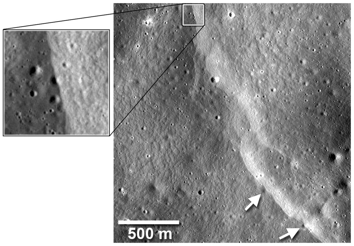 Lappenförmige Böschungen auf dem Mond II