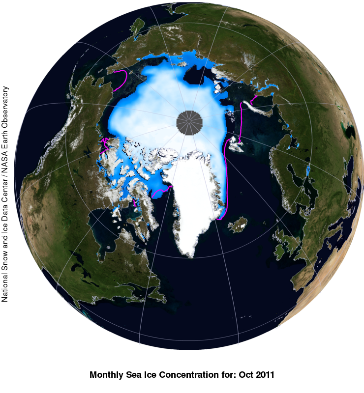 Eisbedeckung im Oktober, Arktis