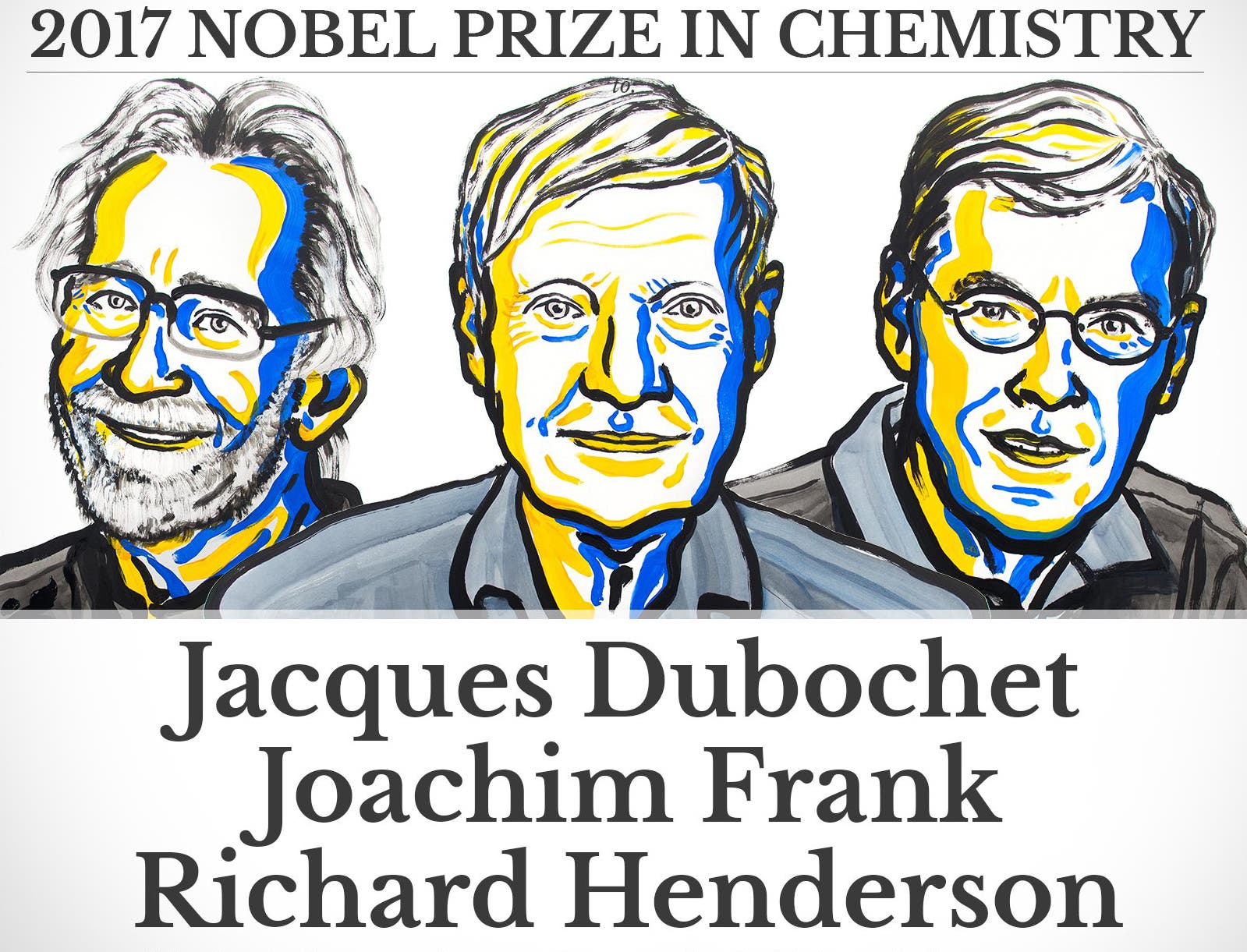 Nobelpreisträger für Chemie: der Schweizer Jacques Dubochet, der gebürtige Deutsche Joachim Frank und der Brite Richard Henderson