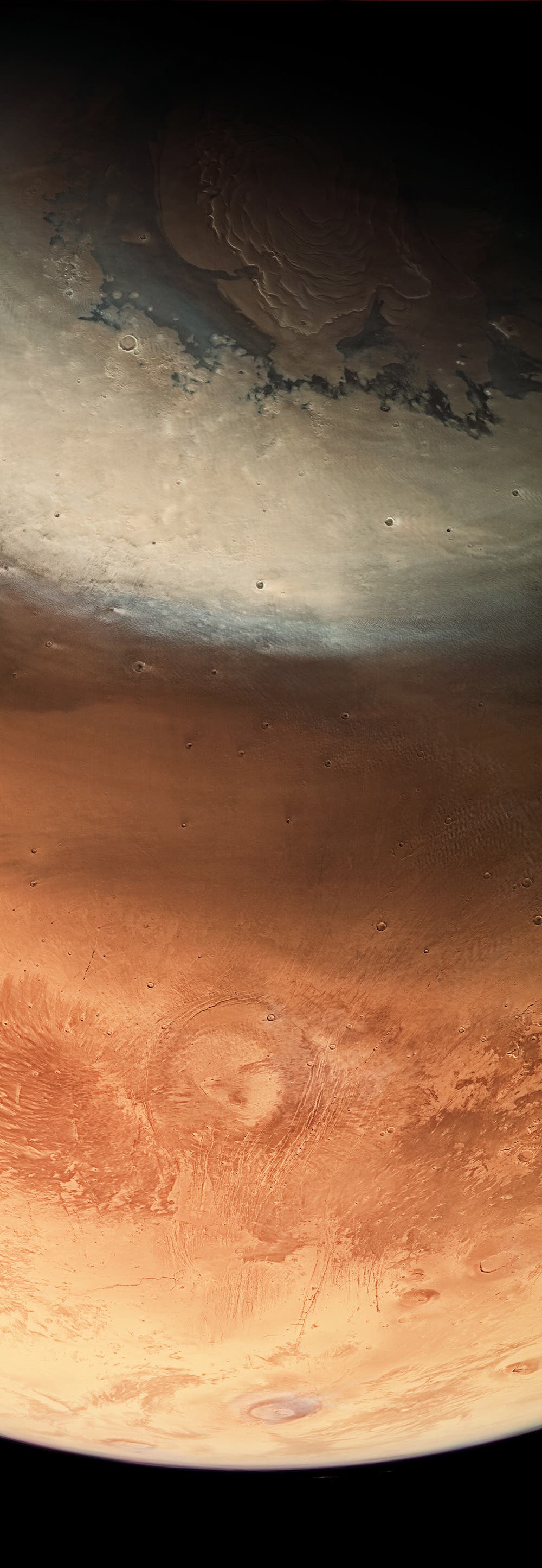 Vom Marsnordpol nach Süden (Aufnahme der Kamera HRSC auf Mars Express)