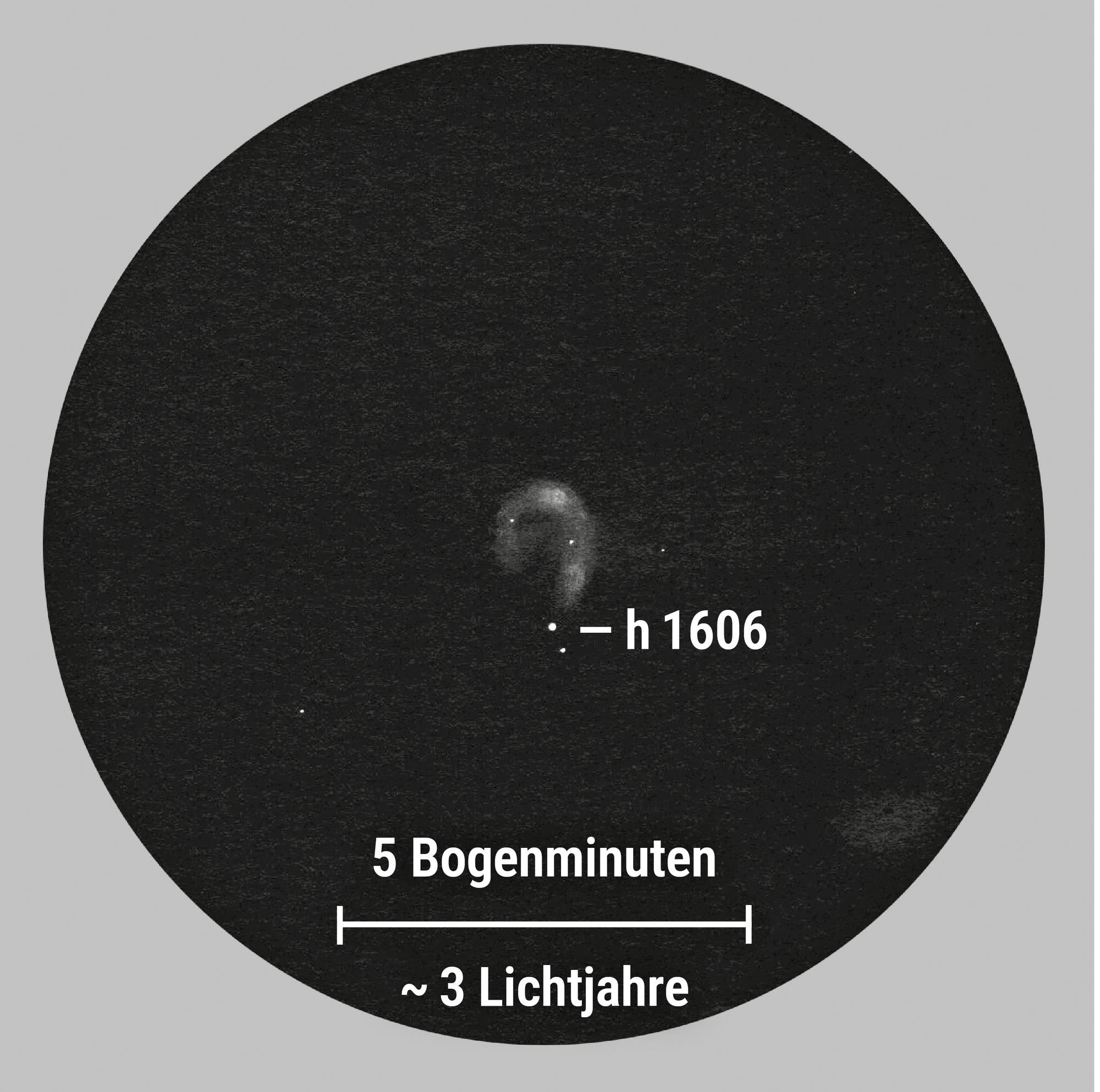 Zeichnung des Planetarischen Nebels NGC 7008, wie er einem Beobachter in einem Amateurteleskop erscheint.