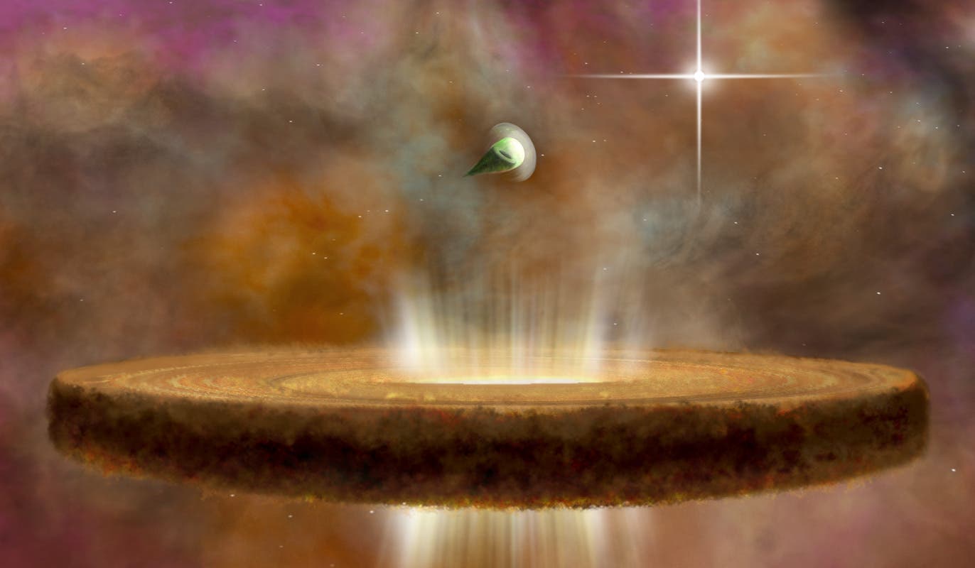 Protoplanetare Scheiben im Orionnebel (künstlerische Darstellung)