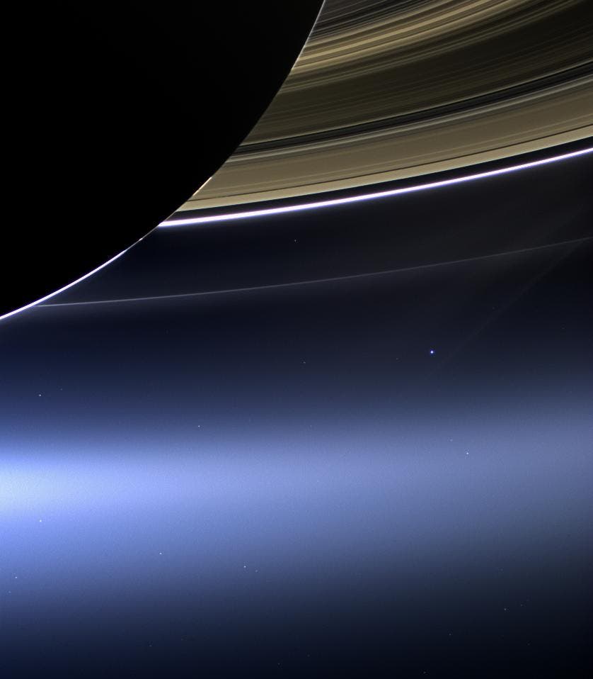 Die Erde von Saturn aus gesehen