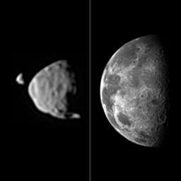 Phobos bedeckt Deimos, Vergleich mit dem Erdmond