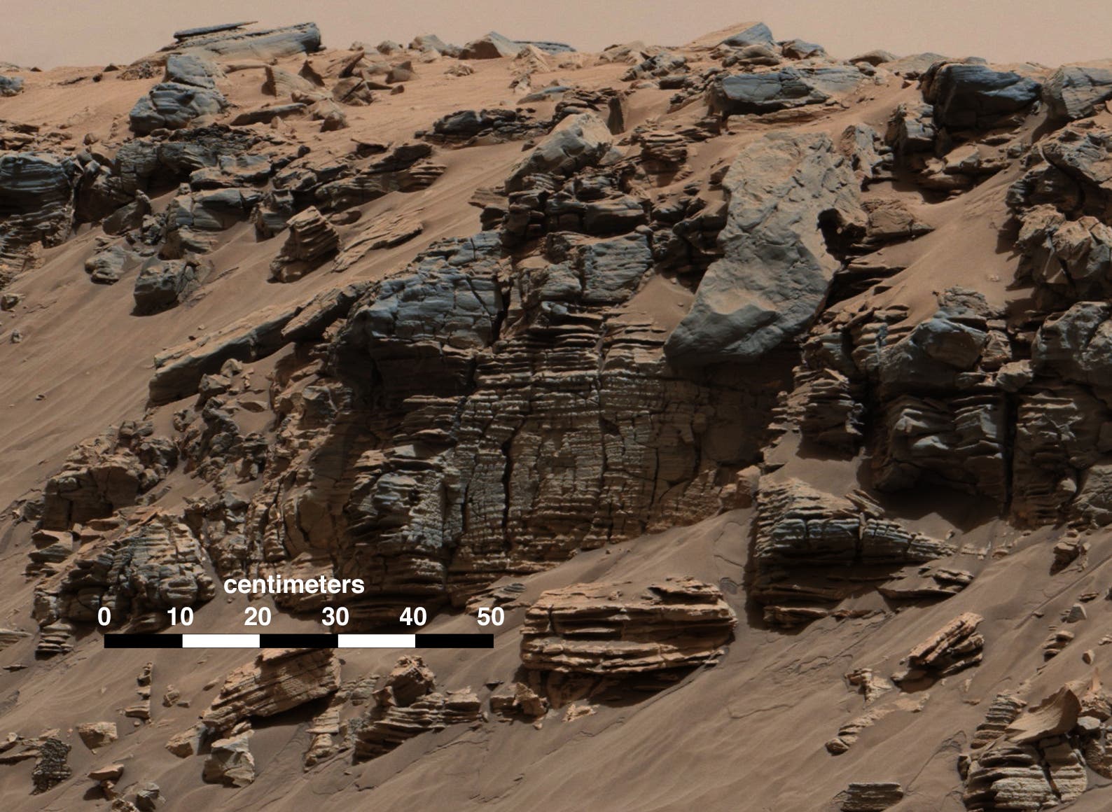 Sedimentgesteine am Aeolis Mons (Aufnahme von Curiosity)
