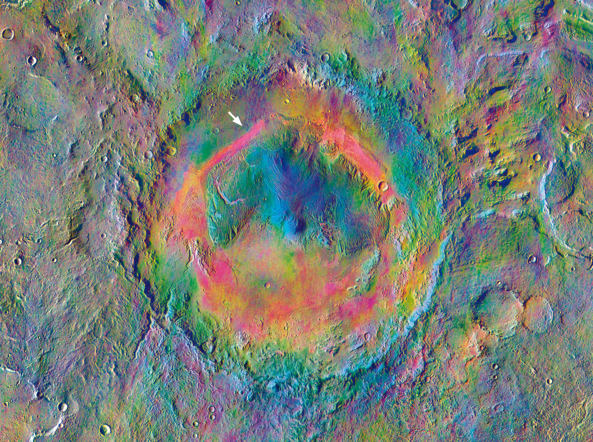 Krater Gale mit Landestelle von Curiosity