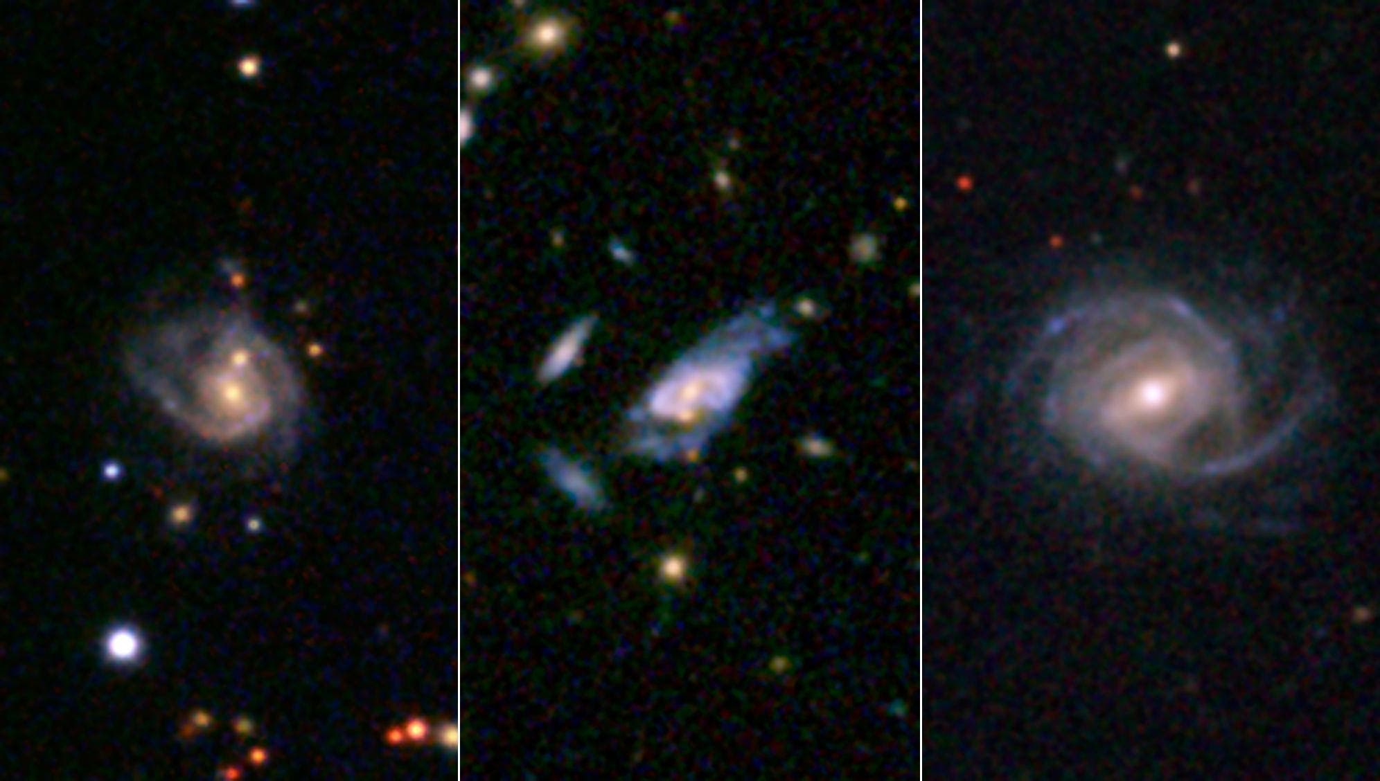 Drei Spiralgalaxien mit extremen Durchmessern